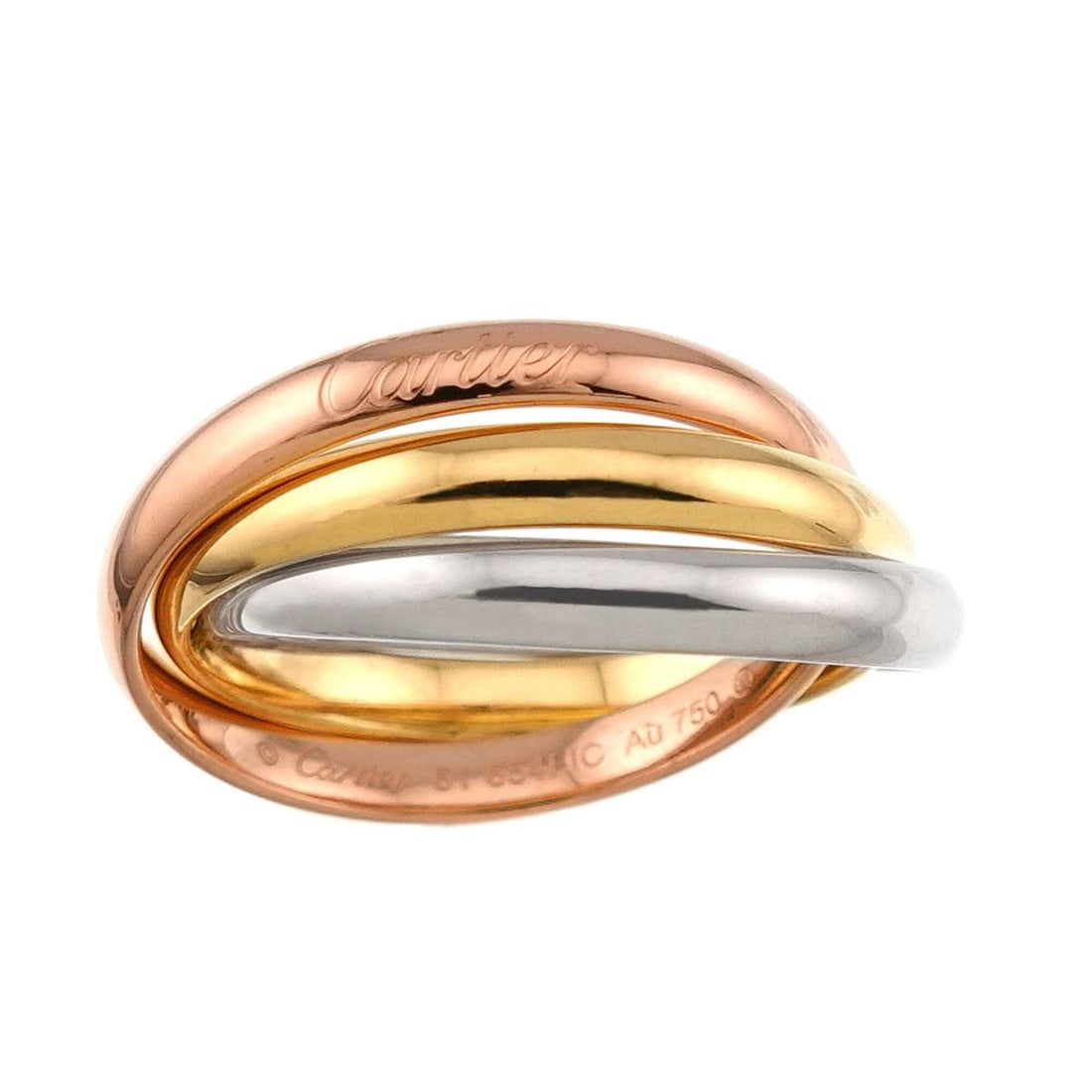 Cartier Trinity Ring MM #61 18K YG WG PG Triple Band Three Gold 3 Color 750: --- Catalog ---Category: SizeWidth: 3.2mm / 0.13''JP Size: 20.5US Size: 10Category: DesignType: Band ringGender: MenMaterial: Pink gold (18K), White gold (18K), Yellow gold (18K)Category: GeneralLine: