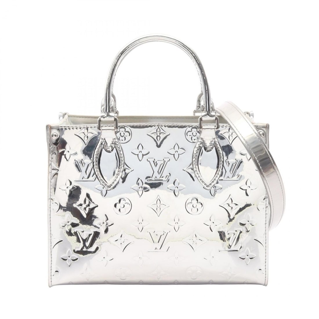 Louis Vuitton OnTheGo PM 2-Way Handbag, Coated Canvas, Monogram Miroir, Women's, Silver Tone, M26373: --- Catalog ---Category: SizeSize (HxWxD): 19cm x 24.5cm x 10.5cm / 7.48'' x 9.64'' x 4.13''Category: DesignType: HandbagColor: Argent, SilverGender: WomenMaterial: Coated canvas Category: GeneralMPN: