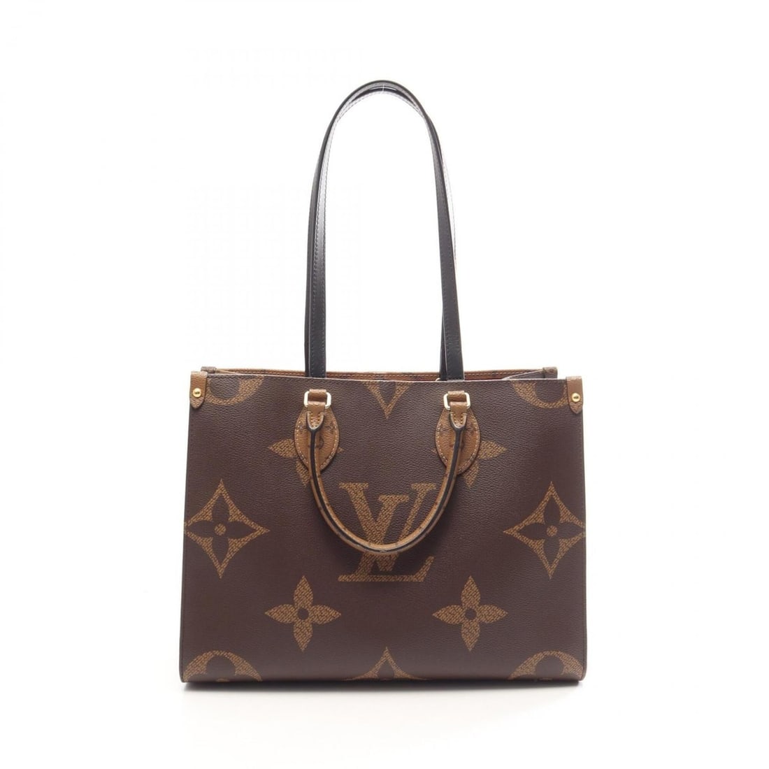 Louis Vuitton OnTheGo MM Tote Bag/Handbag, Coated Canvas and Leather, Monogram Giant Reverse: --- Catalog ---Category: SizeSize (HxWxD): 27cm x 34.5cm x 14cm / 10.62'' x 13.58'' x 5.51''Category: DesignType: Handbag, Tote bagColor: Beige, Brown, MonogramGender: WomenMaterial: Coated canvas , L