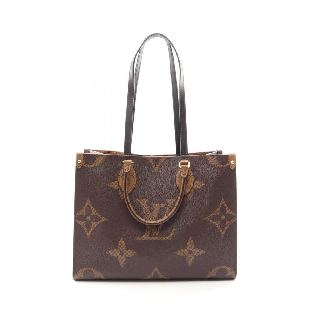 Louis Vuitton OnTheGo MM 2-Way Tote Bag/Handbag, Coated Canvas and Leather, Monogram Giant Pattern,: --- Catalog ---Category: SizeSize (HxWxD): 27cm x 34.5cm x 14cm / 10.62'' x 13.58'' x 5.51''Category: DesignType: Handbag, Tote bagColor: Beige, Brown, MonogramGender: WomenMaterial: Coated canvas , L