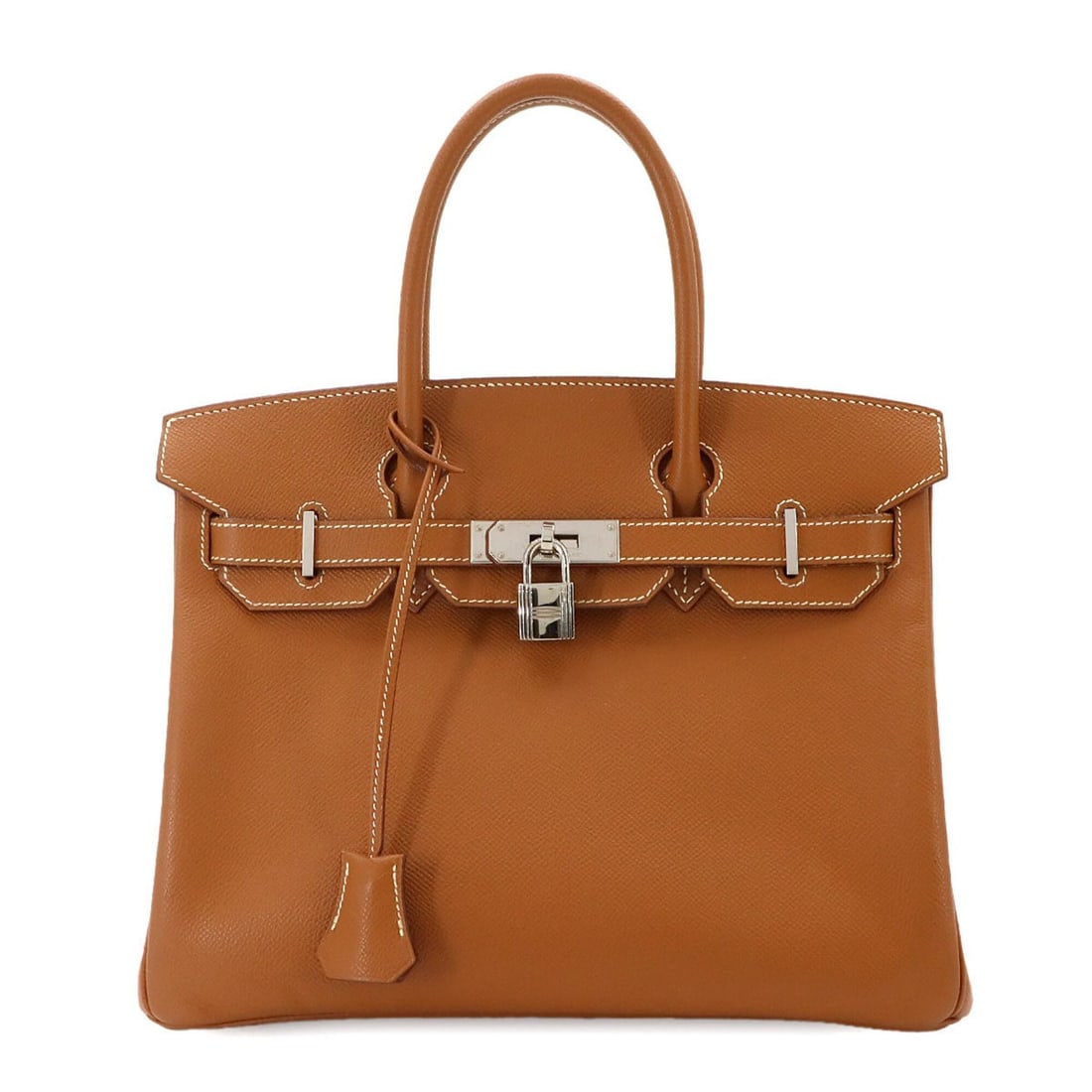 Hermes Birkin 30 Epsom Gold Handbag ?K Stamp Silver Hardware: --- Catalog ---Category: SizeSize (HxWxD): 23cm x 29.5cm x 15cm / 9.05'' x 11.61'' x 5.9''Category: DesignType: HandbagColor: GoldGender: WomenMaterial: Epsom leather Category: GeneralBrand: Hermes---
