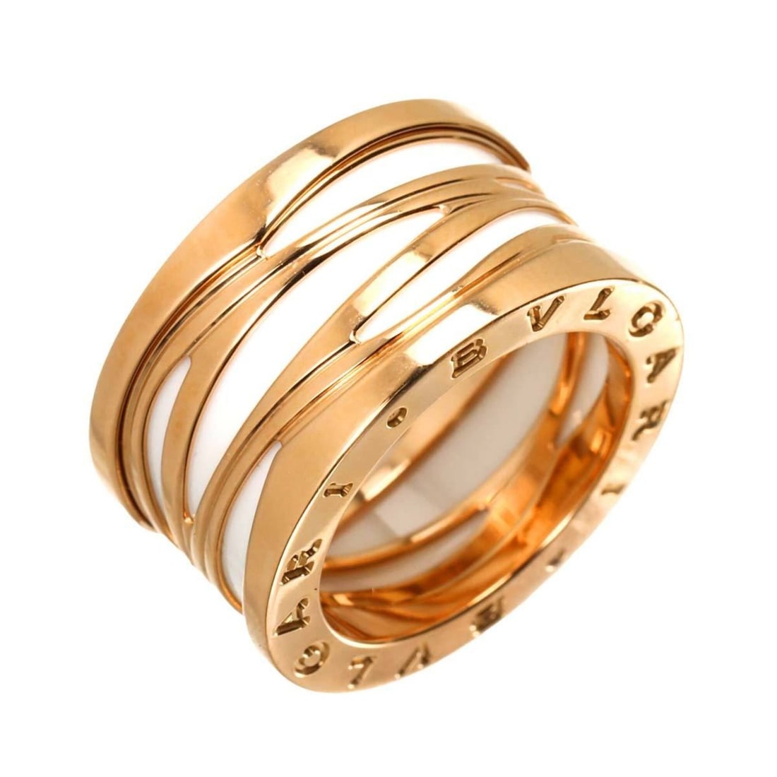 Bulgari BVLGARI B-zero1 Legend #53 Ring 18K PG White Ceramic Pink Gold 750: --- Catalog ---Category: SizeJP Size: 12US Size: 6.5Category: DesignType: Band ringColor: Pink gold, WhiteGender: WomenMaterial: Pink gold (18K)Category: GeneralBrand: Bvlgari--- Item List ---Section: