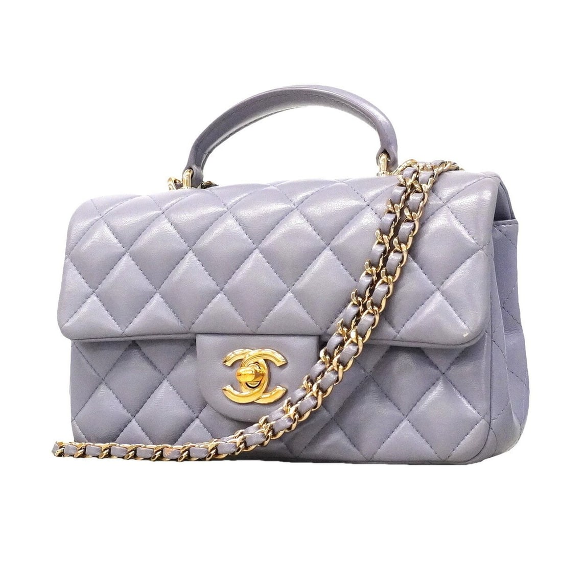 Chanel Matelassé Chain Shoulder Bag, Lambskin, Purple/Champagne, 2-way bag for women, P3475854: --- Catalog ---Category: SizeSize (HxWxD): 12.5cm x 19cm x 6.5cm / 4.92'' x 7.48'' x 2.55''Category: DesignType: Shoulder bagColor: PurpleGender: WomenMaterial: Leather Hardware Color: Champagne goldL