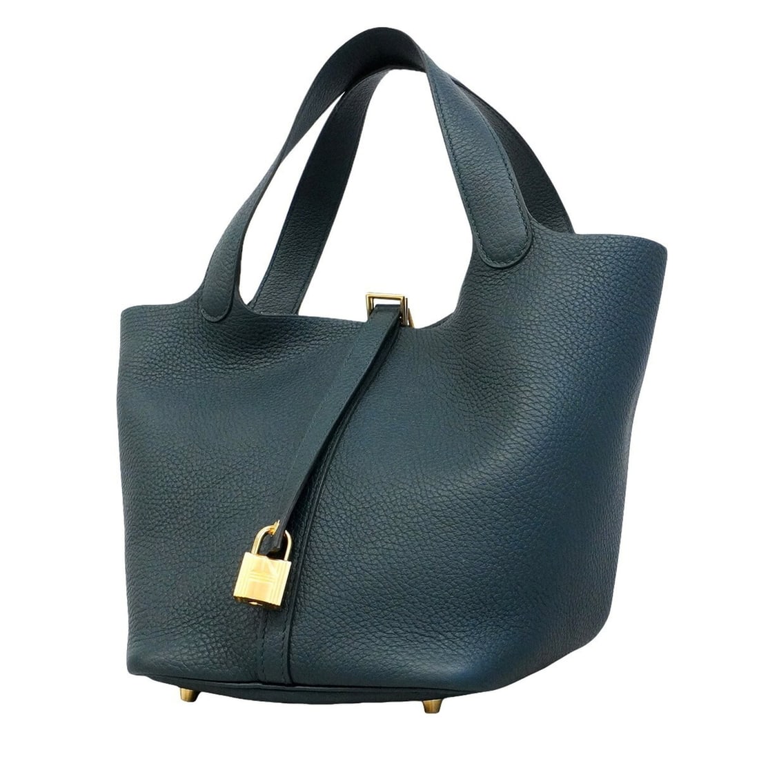 Hermes Picotin Lock MM handbag, Taurillon Clemence leather, Vert Cypress, Y stamp, women's, OP005982 (1 of 15)