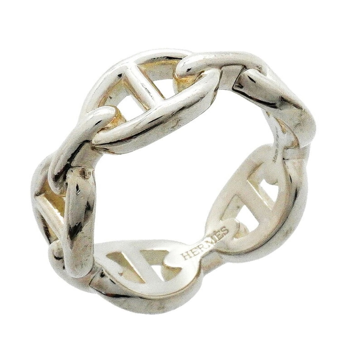 Hermes Enchainée Chaine d'Ancre Ring, Sterling Silver 925, Size 53, Women's: --- Catalog ---Category: SizeUS Size: 6.5Brand Size: 53Category: DesignType: Band ringGender: WomenMaterial: Silver 925Category: GeneralBrand: Hermes--- Item List ---Section: ConditionRanking: Rank AB
