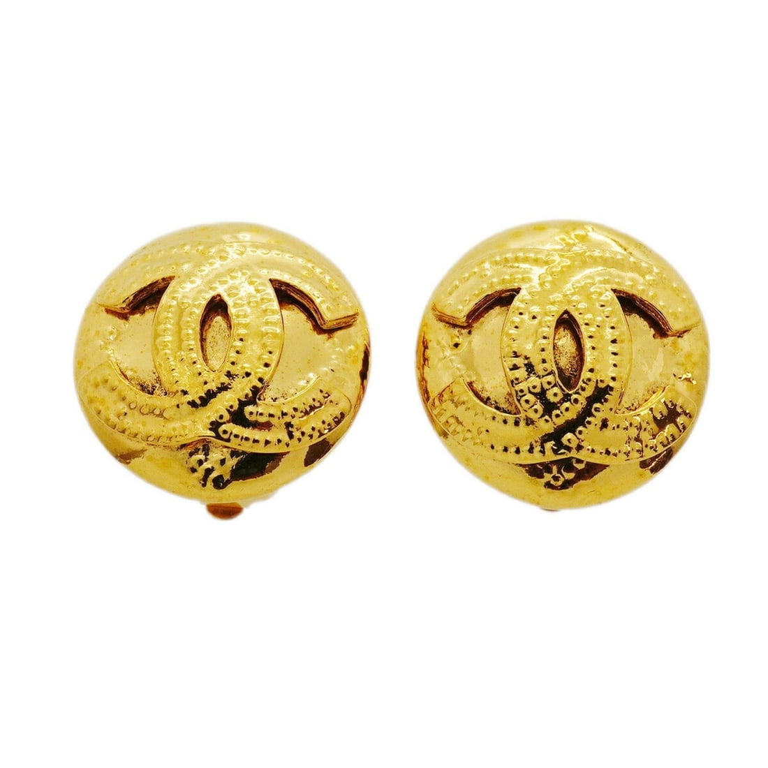 Chanel Earrings, Coco Mark Circle, GP Plated Gold, Women's (1 of 17)