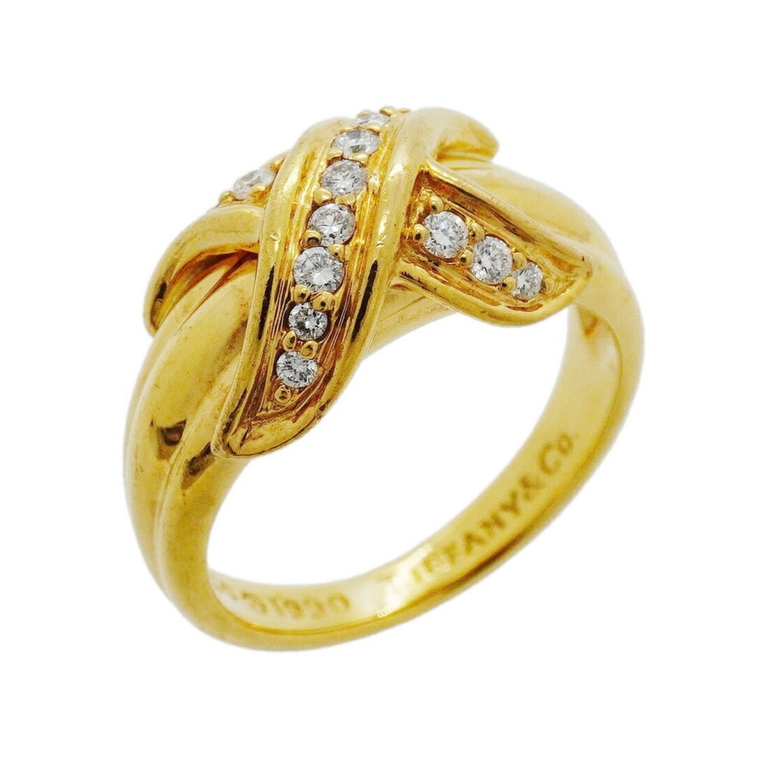 Tiffany & Co. Signature Ring, 18K Yellow Gold, Diamond, Size 10, Women's: --- Catalog ---Category: SizeJP Size: 10US Size: 5.5Category: DesignType: Band ringStone: DiamondGender: WomenMaterial: Yellow gold (18K)Category: GeneralBrand: Tiffany--- Item List ---Section: Condit
