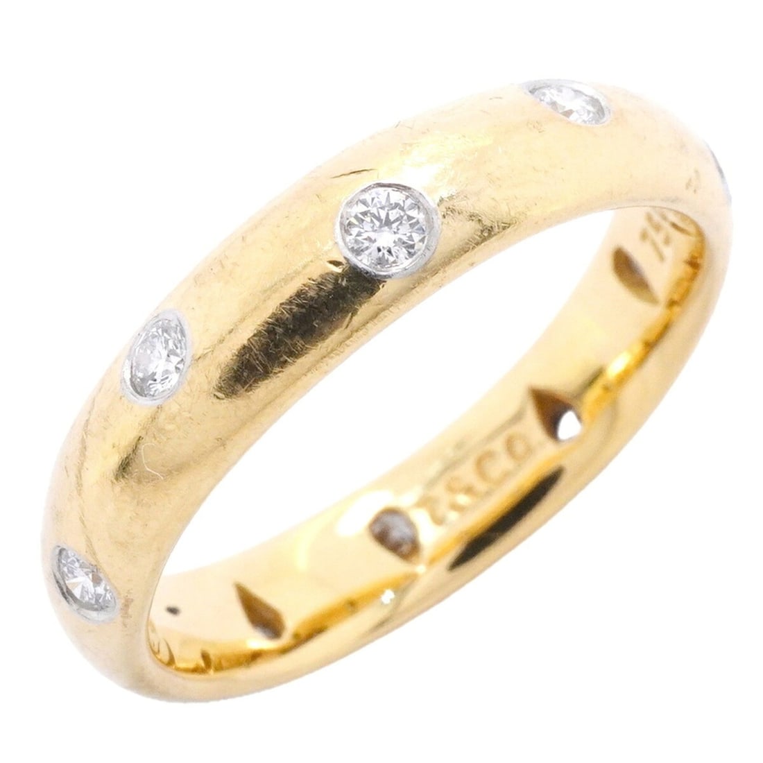 Tiffany & Co. Dots Ring, 18K Yellow Gold (KYG), Platinum (Pt950), Diamond, Size 12, Women's.: --- Catalog ---Category: SizeJP Size: 12US Size: 6.5Category: DesignType: Band ringStone: DiamondGender: WomenMaterial: Platinum 950, Yellow gold (18K)Category: GeneralBrand: Tiffany--- Item List ---S