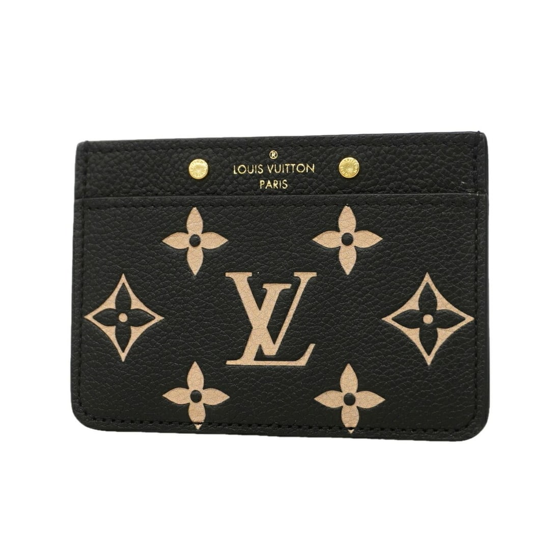 Louis Vuitton Business Card Holder/Card Case, Monogram Empreinte Bicolor Portecarte Simple M81022,: --- Catalog ---Category: DesignType: Card caseColor: Beige, BlackGender: WomenCategory: GeneralMPN: M81022Brand: Louis VuittonCategory: Physical PropertiesSize (HxWxD): 7.5cm x 11cm x 5mm / 2.95'' x 4