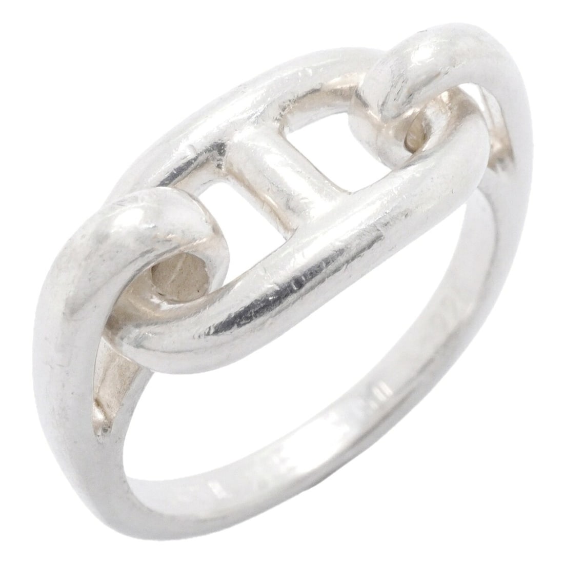 Hermes Chaine d'Ancre Ring, Sterling Silver 925, Size 50, Women's: --- Catalog ---Category: SizeUS Size: 5.5Brand Size: 50Category: DesignType: Band ringGender: WomenMaterial: Silver 925Category: GeneralBrand: Hermes--- Item List ---Section: ConditionRanking: Rank B 