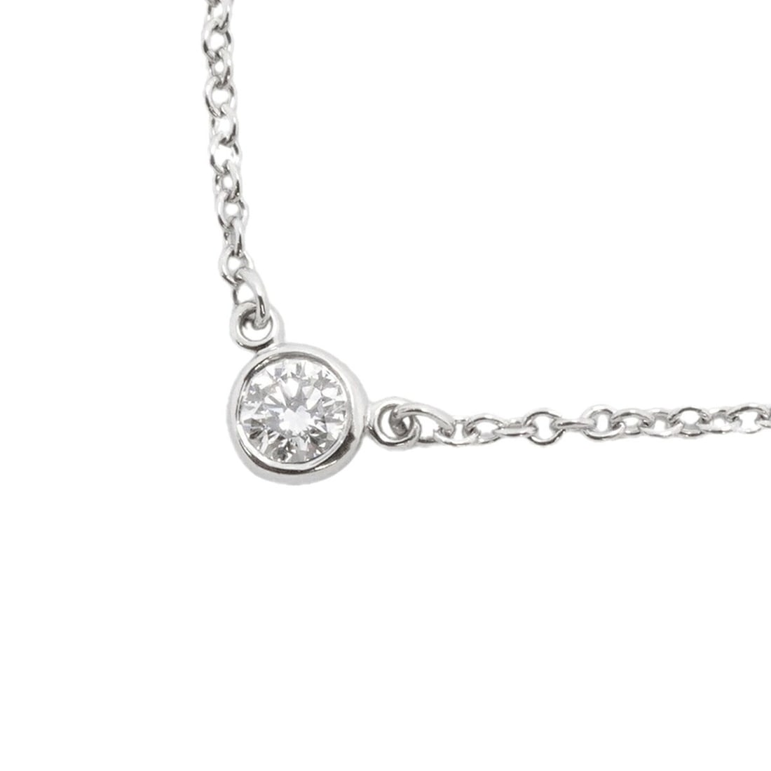 Tiffany & Co. By the Yard Necklace, 1PD (Pt950) Platinum Diamond, Ladies' Necklace: --- Catalog ---Category: SizePendant Size: 3.8mm x 3.6mm / 0.14'' x 0.14''Neck Circumference: 41 cm / 16.14''Category: DesignStone: DiamondGender: WomenMaterial: Platinum 950Necklace Type: NecklaceCat