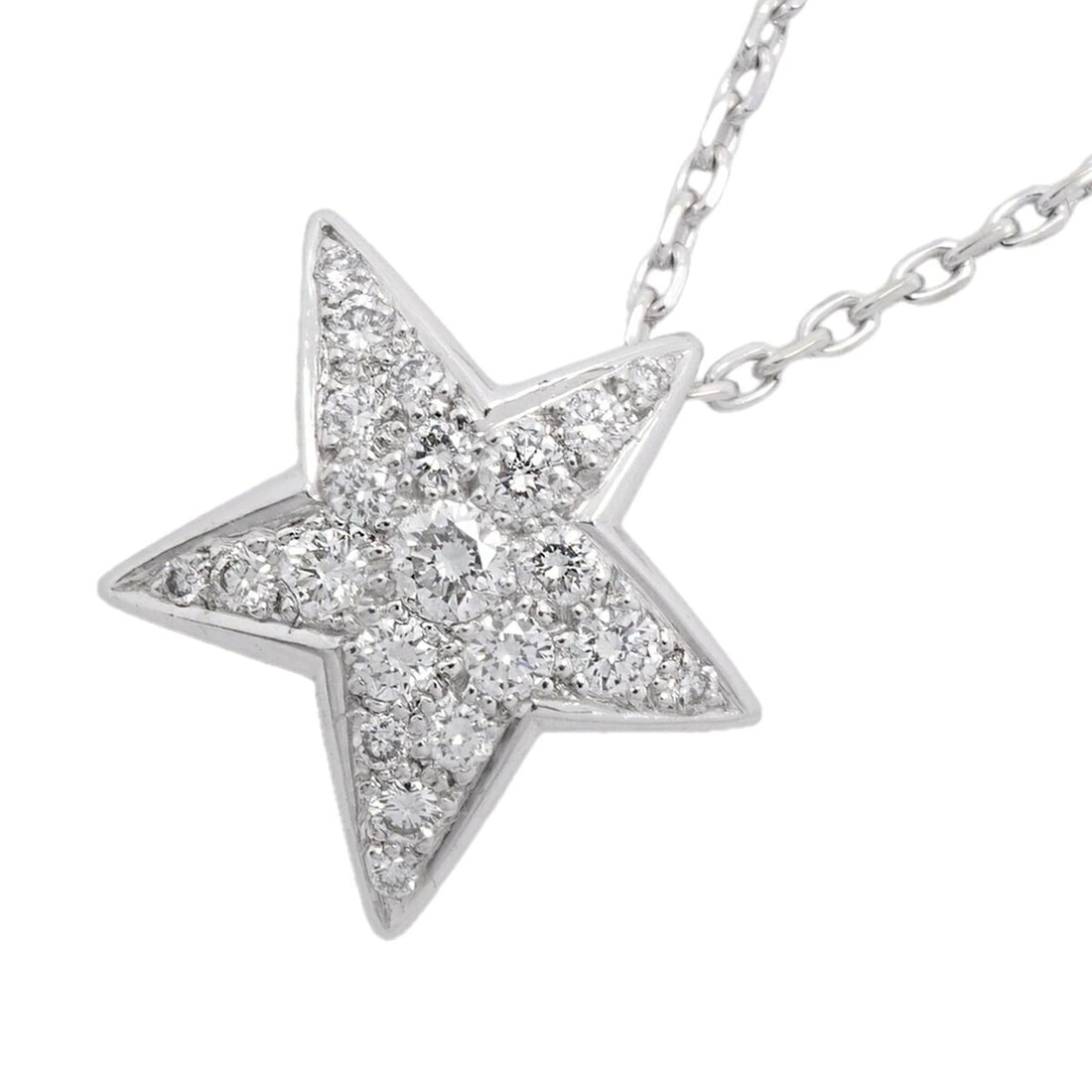 Chanel Comet Star Necklace, Large, 18K White Gold, Diamond, Women's: --- Catalog ---Category: SizePendant Size: 17.1mm x 18.6mm / 0.67'' x 0.73''Neck Circumference: 36 cm - 40 cm / 14.17'' - 15.74''Category: DesignStone: DiamondGender: WomenMaterial: White gold (18K)Ne