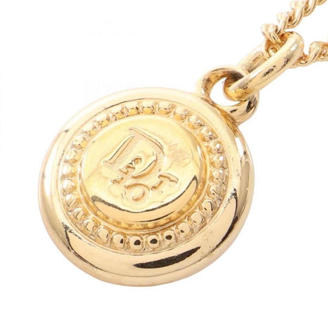 Christian Dior Dior Logo Mini Coin Necklace, Gold Plated (GP), Women's, Tone: --- Catalog ---Category: SizePendant Size: 11mm x 11mm / 0.43'' x 0.43''Neck Circumference: 40 cm - 46 cm / 15.74'' - 18.11''Category: DesignColor: GoldGender: WomenMaterial: Gold platingNecklace Type