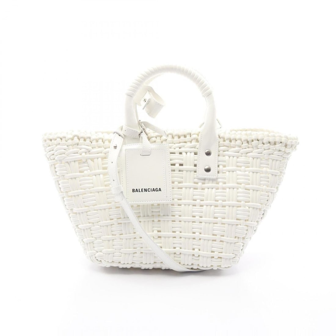 Balenciaga BISTRO XS Bistro Basket Bag 2-Way Tote Handbag Enamel Women's White 671342 (1 of 13)