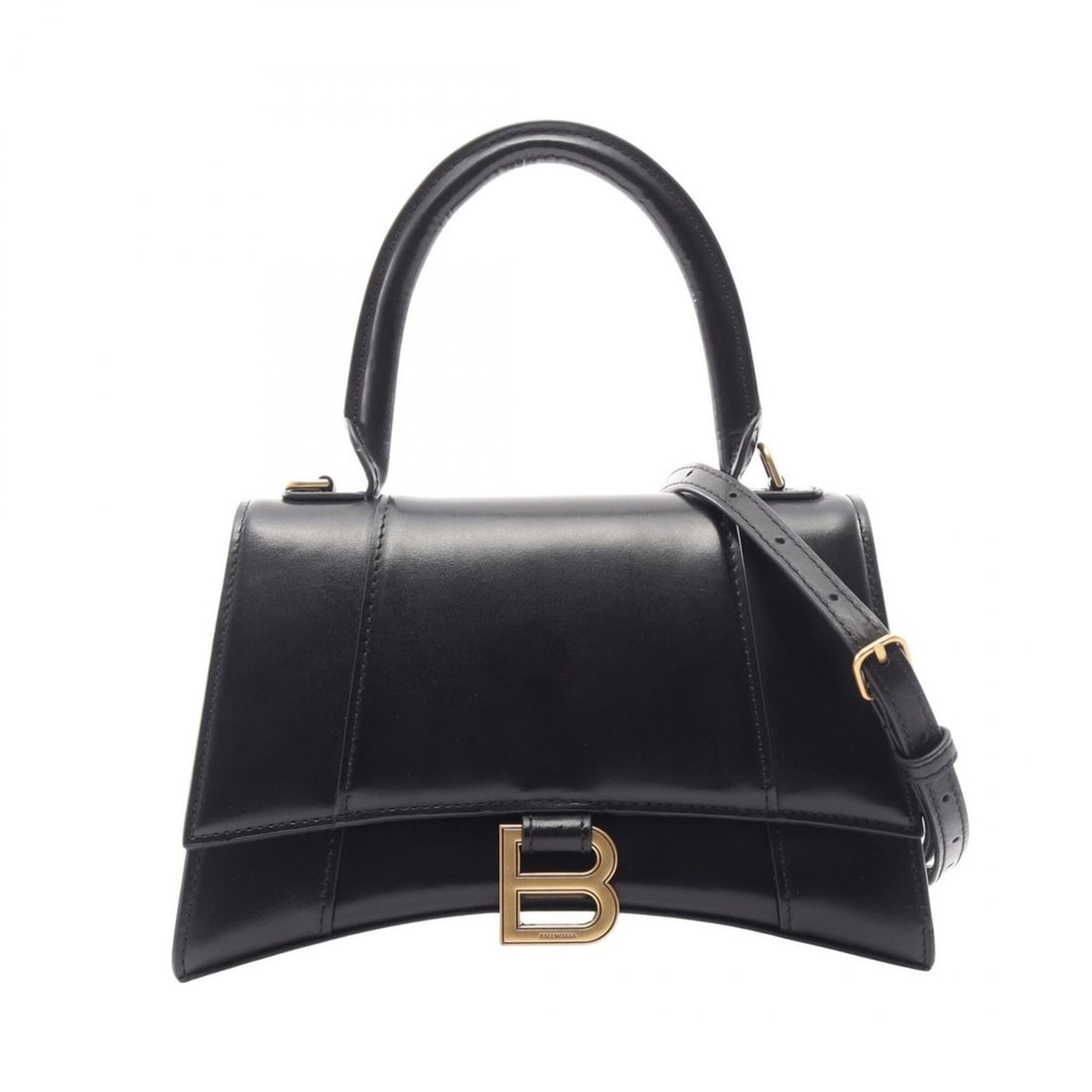 Balenciaga Hourglass Small 2-Way Handbag, Leather, Women's, Black, 593546: --- Catalog ---Category: SizeSize (HxWxD): 14cm x 22.5cm x 9.5cm / 5.51'' x 8.85'' x 3.74''Category: DesignType: HandbagColor: BlackGender: WomenMaterial: Leather Category: GeneralBrand: Balenciaga---