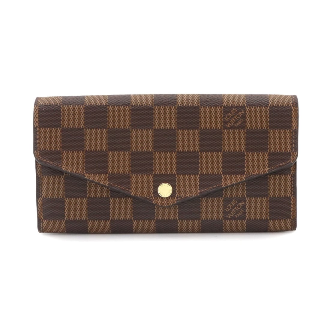 Louis Vuitton Damier Portefeuille Sarah Bi-fold Long Wallet, Ebene Brown, N63209: --- Catalog ---Category: SizeSize (HxWxD): 10.5cm x 19cm x 2cm / 4.13'' x 7.48'' x 0.78''Category: DesignType: Long wallet (bi-fold)Color: Brown, Damier Canvas, EbeneGender: Men,WomenMaterial: Damier 