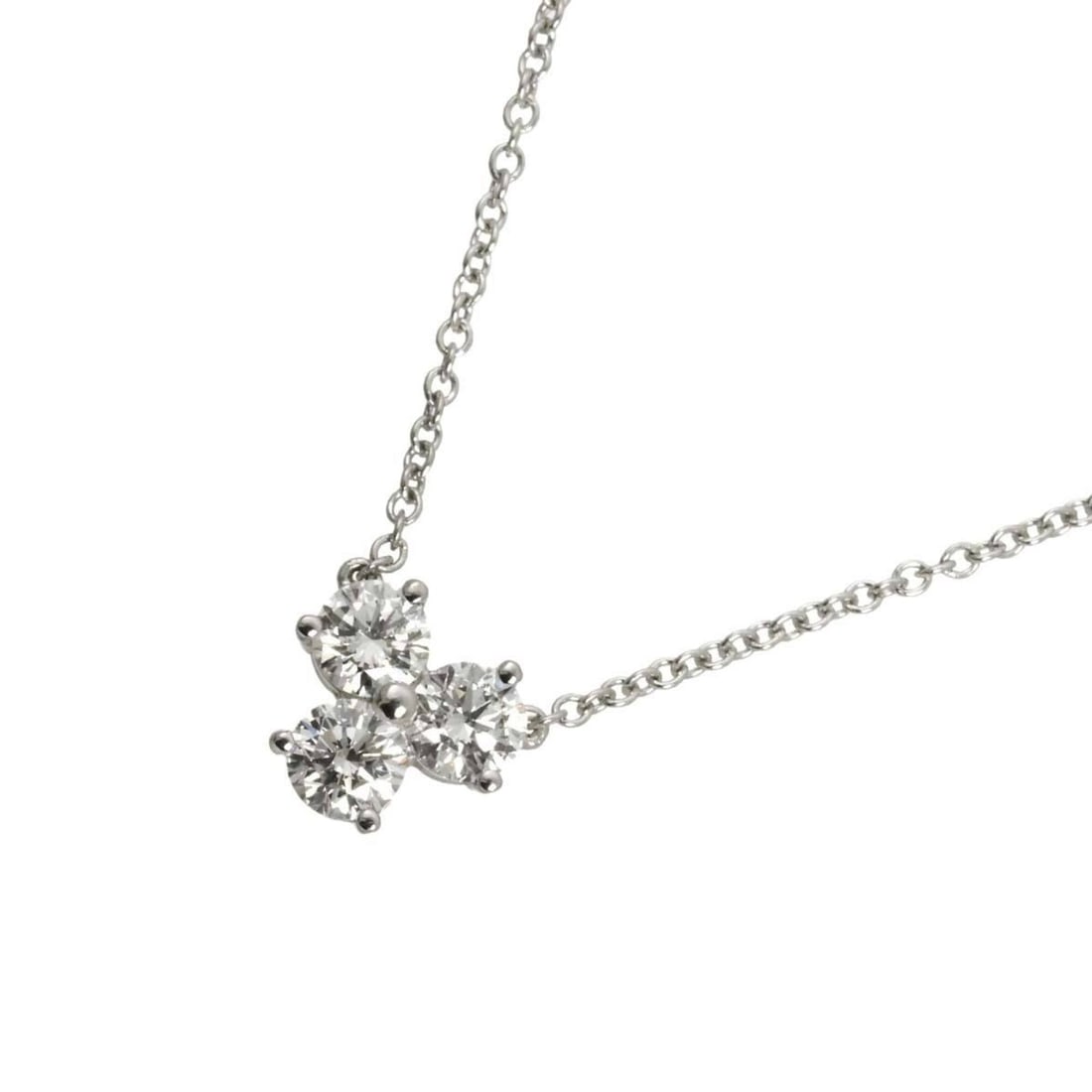 Tiffany & Co. Aria Diamond Necklace (3 diamonds, 40cm, Platinum): --- Catalog ---Category: SizePendant Size: 7mm x 7.5mm / 0.27'' x 0.29''Neck Circumference: 40 cm / 15.74''Category: DesignColor: SilverGender: WomenMaterial: Platinum 950Necklace Type: NecklaceCatego