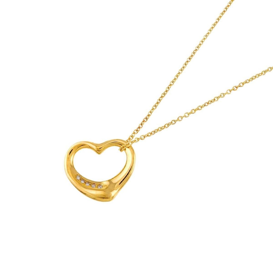 Tiffany & Co. Heart-shaped Diamond Necklace, 15mm Wide, 40cm, 18K Yellow Gold (750) Open Heart: --- Catalog ---Category: SizePendant Size: 13mm x 15mm / 0.51'' x 0.59''Neck Circumference: 40 cm / 15.74''Category: DesignColor: Yellow goldGender: WomenMaterial: Yellow gold (18K)Necklace Type: Neck