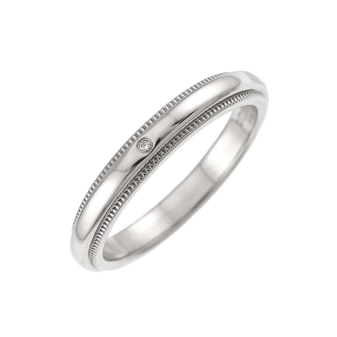 Tiffany & Co. Milgrain Band Ring with Diamonds, 3mm Wide, Platinum, Together: --- Catalog ---Category: SizeJP Size: 10US Size: 5.5Category: DesignType: Band ringColor: SilverGender: WomenMaterial: Platinum 950Category: GeneralBrand: Tiffany--- Item List ---Section: ConditionRan