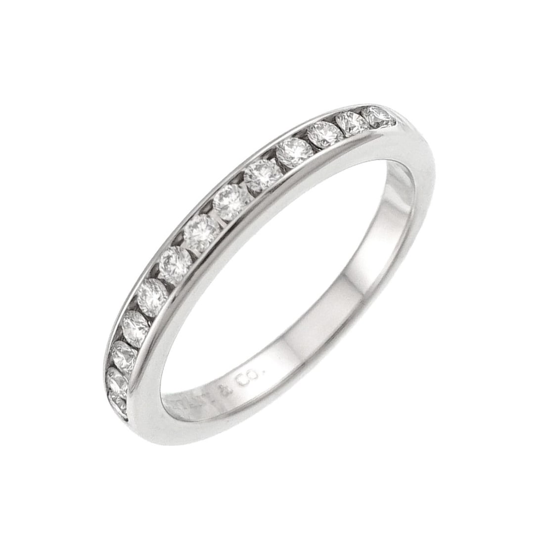 Tiffany & Co. Half Diamond Platinum Eternity Ring: --- Catalog ---Category: SizeJP Size: 7.5US Size: 4Category: DesignType: Band ringColor: SilverGender: WomenMaterial: Platinum 950Category: GeneralBrand: Tiffany--- Item List ---Section: ConditionRank