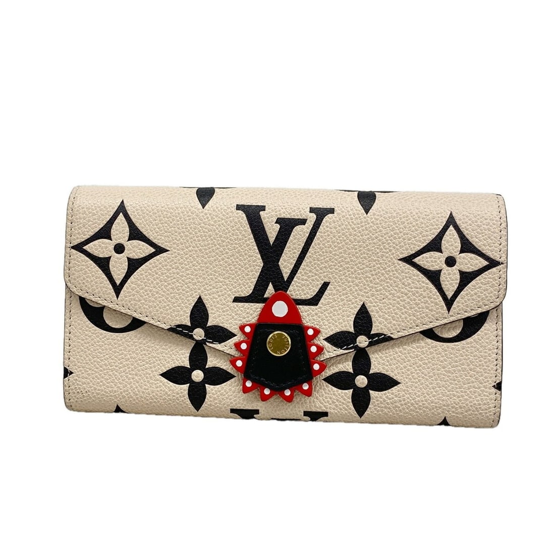 Louis Vuitton Monogram Empreinte Bicolor Portefeuille Sarah LV Crafty Long Wallet M69514 Black Cream (1 of 16)