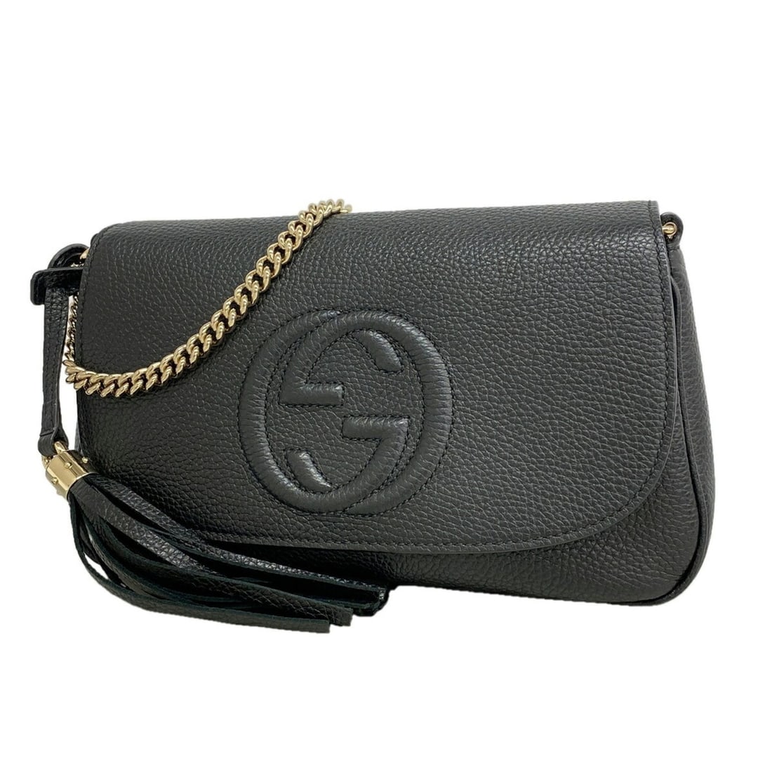 Gucci Soho Shoulder Bag 536224 Leather Black Champagne Women's: --- Catalog ---Category: SizeSize (HxWxD): 16cm x 27cm x 6cm / 6.29'' x 10.62'' x 2.36''Category: DesignType: Shoulder bagColor: BlackGender: WomenMaterial: Leather Hardware Color: Champagne goldCateg