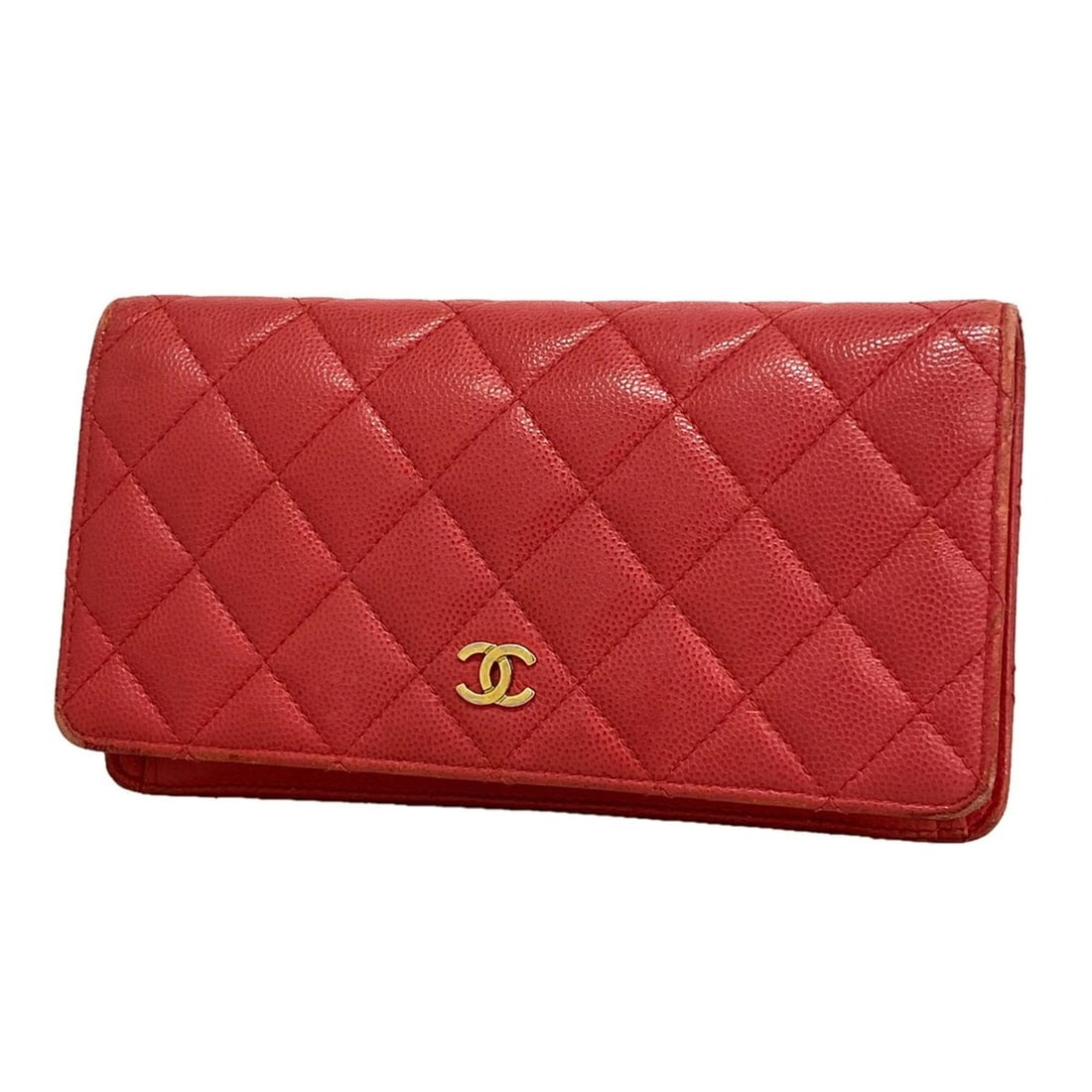 Chanel long wallet, Matelassé caviar leather, pink, women's.: --- Catalog ---Category: SizeSize (HxWxD): 10cm x 18.5cm x 2.5cm / 3.93'' x 7.28'' x 0.98''Category: DesignType: Long wallet (bi-fold)Color: PinkGender: WomenMaterial: Grained Calfskin Category: Gener
