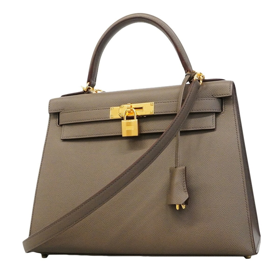 Hermes Kelly 28 Handbag, Veau Epsom Leather, Etoupe, Z Stamp, 2-way Bag for Women: --- Catalog ---Category: SizeSize (HxWxD): 23cm x 29cm x 10cm / 9.05'' x 11.41'' x 3.93''Category: DesignType: HandbagColor: EtainGender: WomenMaterial: Leather Hardware Color: GoldLeather/Fur Type: E