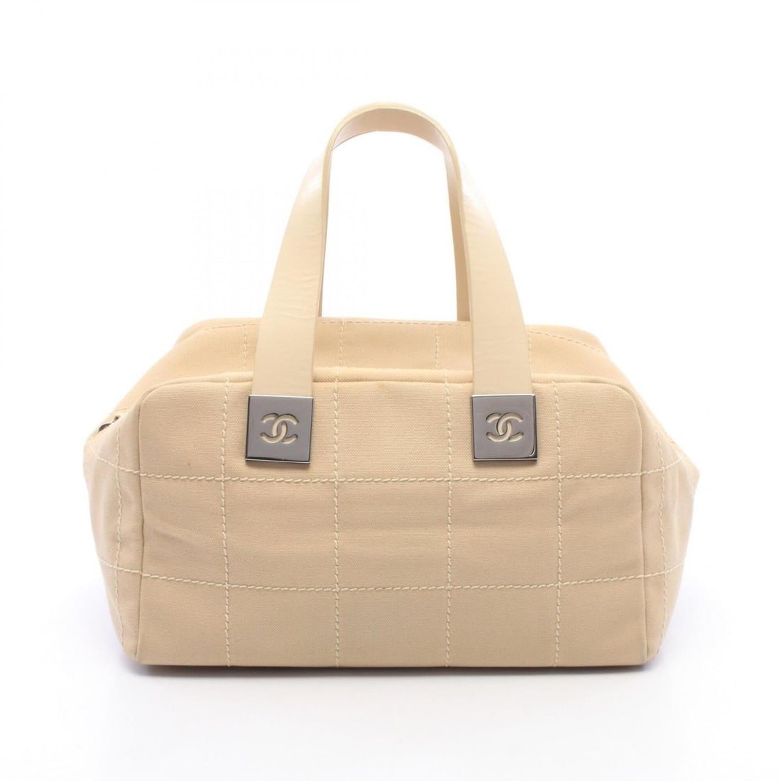 Chanel Chocolate Bar Handbag, Canvas and Leather, Women's, Beige: --- Catalog ---Category: SizeSize (HxWxD): 16.5cm x 28cm x 19cm / 6.49'' x 11.02'' x 7.48''Handle Length: 36cm / 14.17''Category: DesignType: HandbagColor: BeigeGender: WomenMaterial: Canvas , Leather