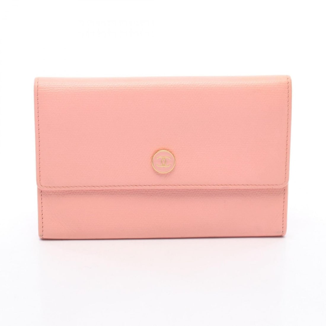 Chanel Coco Button Bi-fold Wallet, Leather, Women's, Pink: --- Catalog ---Category: SizeSize (HxWxD): 10cm x 15cm x 1.5cm / 3.93'' x 5.9'' x 0.59''Category: DesignType: Wallet (bi-fold)Color: PinkGender: WomenMaterial: Leather Category: GeneralBrand: Chanel--
