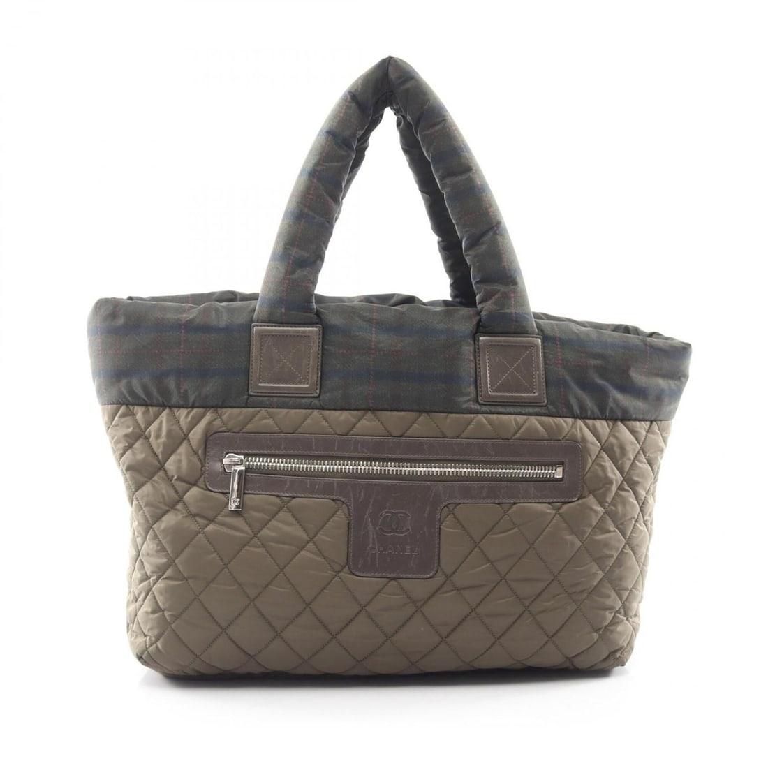 Chanel Coco Cocoon MM Check Tote Bag Handbag Nylon Leather Women's Khaki Multicolor A47107: --- Catalog ---Category: SizeSize (HxWxD): 29cm x 38cm x 18cm / 11.41'' x 14.96'' x 7.08''Handle Length: 46cm / 18.11''Category: DesignType: Handbag, Tote bagColor: Khaki, Multi-colorGender: WomenMate