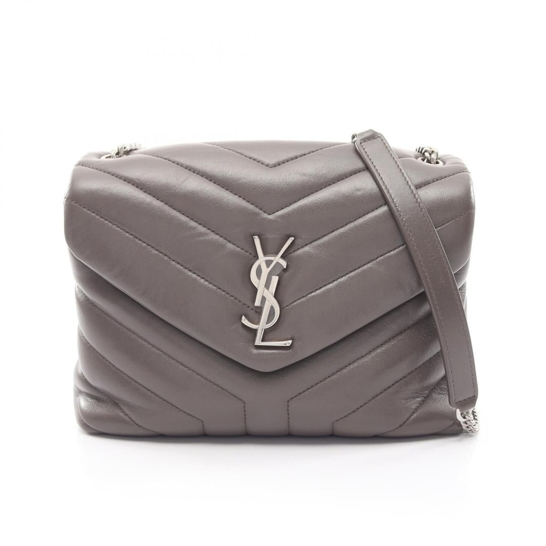 Yves Saint Laurent Saint Laurent Paris Loulou Small Shoulder Bag/Handbag, Leather, Women's, Gray,: --- Catalog ---Category: SizeSize (HxWxD): 18.5cm x 23cm x 9cm / 7.28'' x 9.05'' x 3.54''Strap Length: 103cm / 40.55''Category: DesignType: Shoulder bagColor: GrayGender: WomenMaterial: Leather Catego