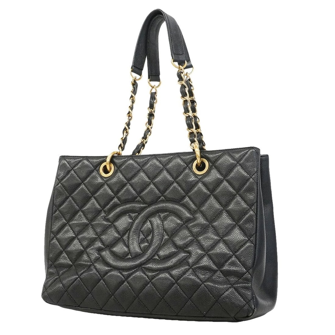 Chanel Tote Bag/Chain Tote, Matelassé Caviar Leather, Black, Women's (1 of 18)