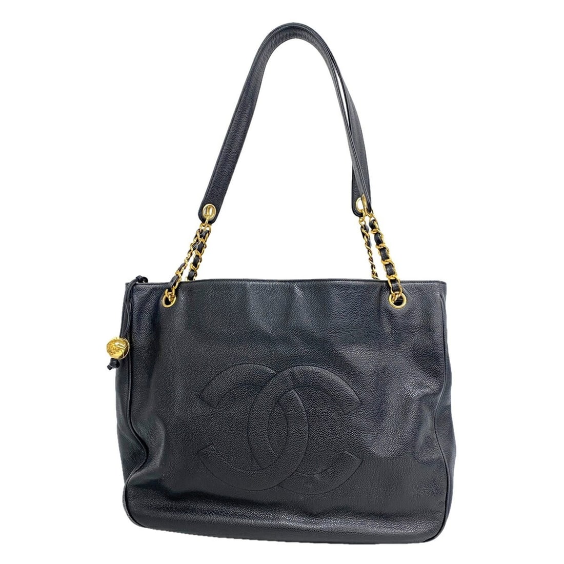 Chanel Tote Bag/Chain Tote, Caviar Leather, Black, Women's: --- Catalog ---Category: SizeSize (HxWxD): 33cm x 40cm x 10cm / 12.99'' x 15.74'' x 3.93''Category: DesignType: Tote bagColor: BlackGender: WomenMaterial: Grained Calfskin Hardware Color: GoldCategory