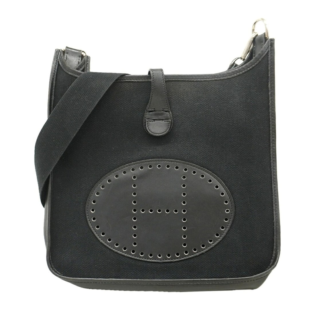 Hermes Evelyne 1GM Shoulder Bag, Toile Officier, Black, ?H stamp, Women's (1 of 14)