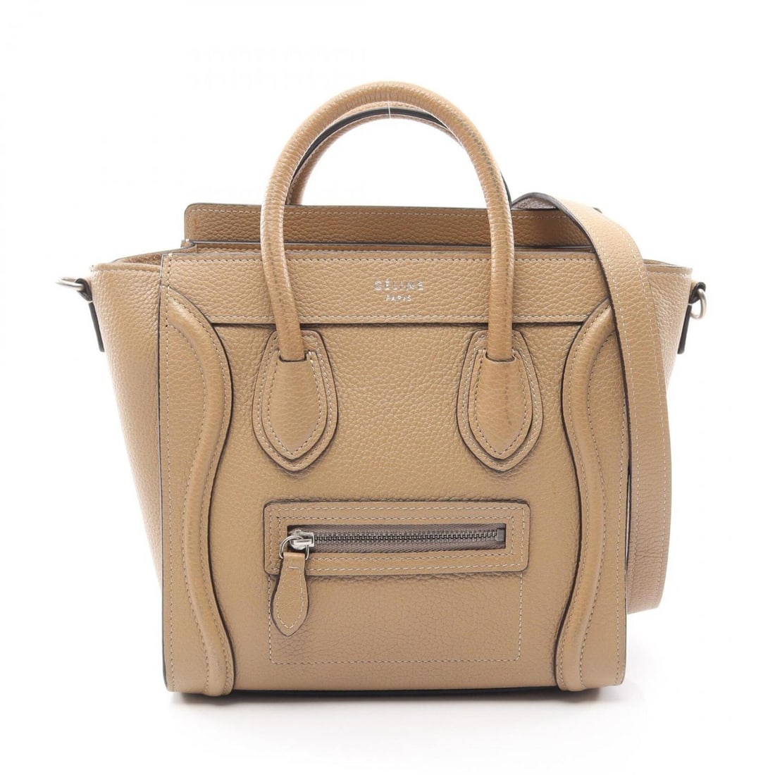 Celine Luggage Nano Shopper 2-Way Handbag, Leather, Women's, Beige: --- Catalog ---Category: SizeSize (HxWxD): 20cm x 20cm x 9cm / 7.87'' x 7.87'' x 3.54''Category: DesignType: HandbagColor: BeigeGender: WomenMaterial: Leather Category: GeneralBrand: Celine--- Item Li