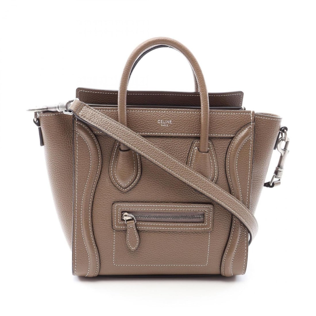 Celine Luggage Nano Shopper 2-Way Handbag, Leather, Women's, Gray: --- Catalog ---Category: SizeSize (HxWxD): 20cm x 20cm x 9cm / 7.87'' x 7.87'' x 3.54''Category: DesignType: HandbagColor: GrayGender: WomenMaterial: Leather Category: GeneralBrand: Celine--- Item Lis