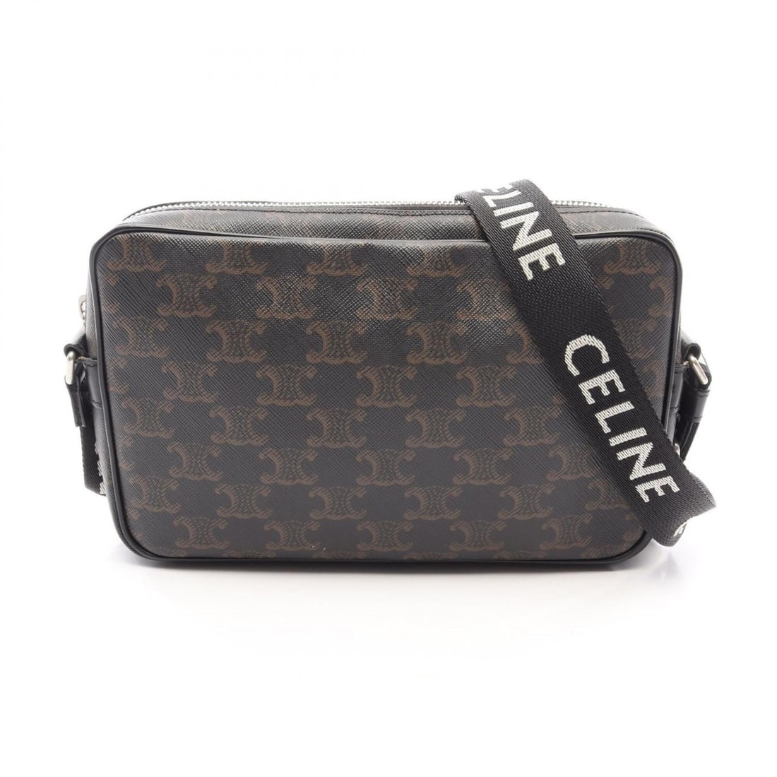 Celine Triomphe Medium Messenger Bag, Shoulder Handbag, Coated Canvas, Leather, Men's & Women's,: --- Catalog ---Category: SizeSize (HxWxD): 14cm x 22.5cm x 5cm / 5.51'' x 8.85'' x 1.96''Category: DesignType: Handbag, Messenger bag, Shoulder bagColor: Black, BrownGender: Men,WomenMaterial: Coated 