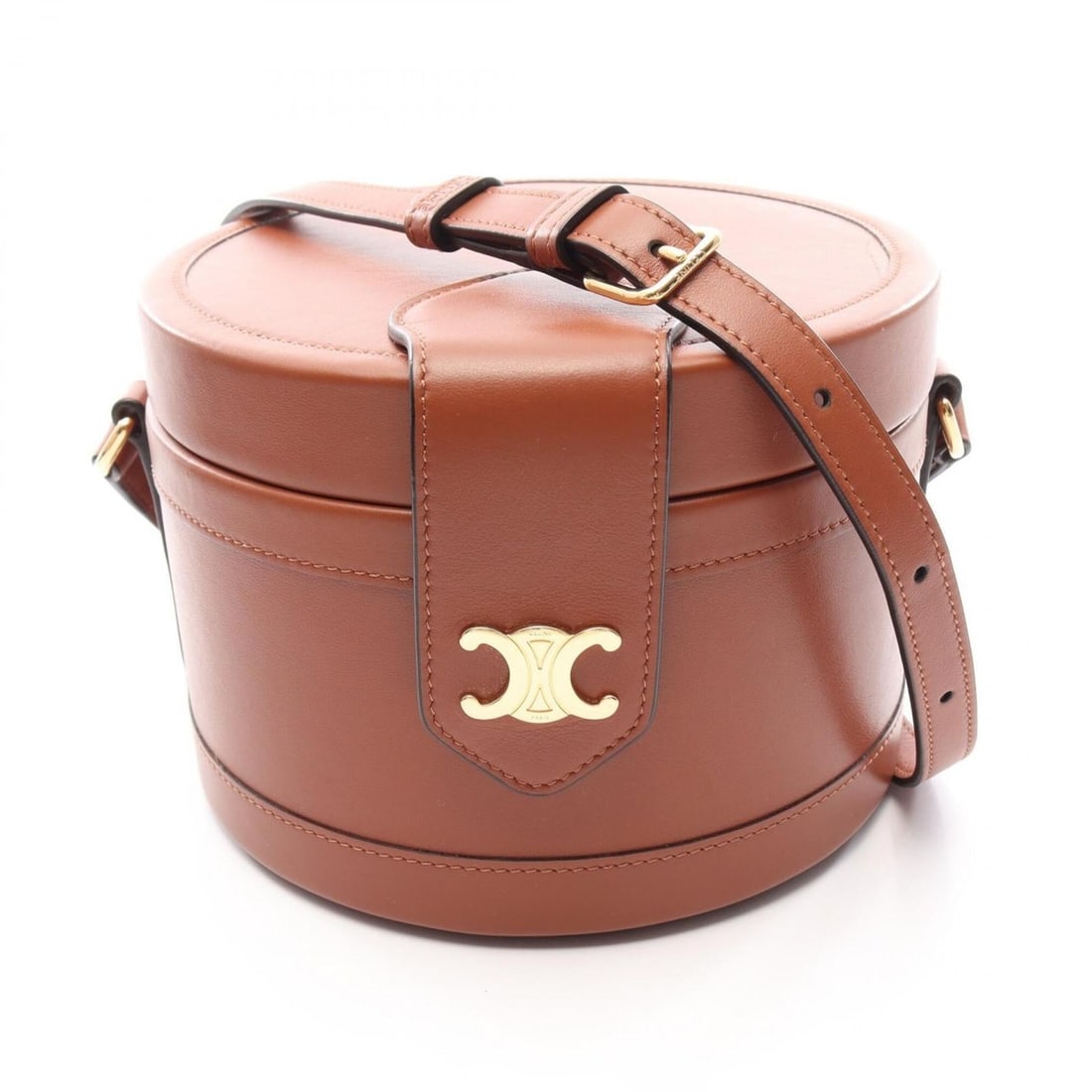 Celine Tambour Medium Triomphe Shoulder Bag/Handbag, Leather, Women's, Brown: --- Catalog ---Category: SizeSize (HxWxD): 12cm x 17.5cm x 17.5cm / 4.72'' x 6.88'' x 6.88''Category: DesignType: Handbag, Shoulder bagColor: BrownGender: WomenMaterial: Leather Category: GeneralBrand