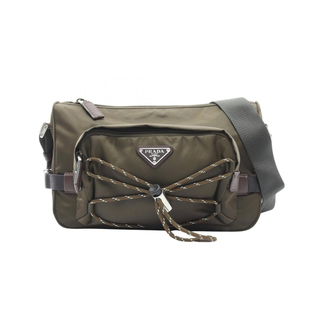 Prada Speedlock Shoulder Bag/Handbag, Nylon/Leather, Men's/Women's, Khaki/Brown: --- Catalog ---Category: SizeSize (HxWxD): 17cm x 28cm x 10cm / 6.69'' x 11.02'' x 3.93''Category: DesignType: Handbag, Shoulder bagColor: Brown, KhakiGender: Men,WomenMaterial: Nylon Category: Genera