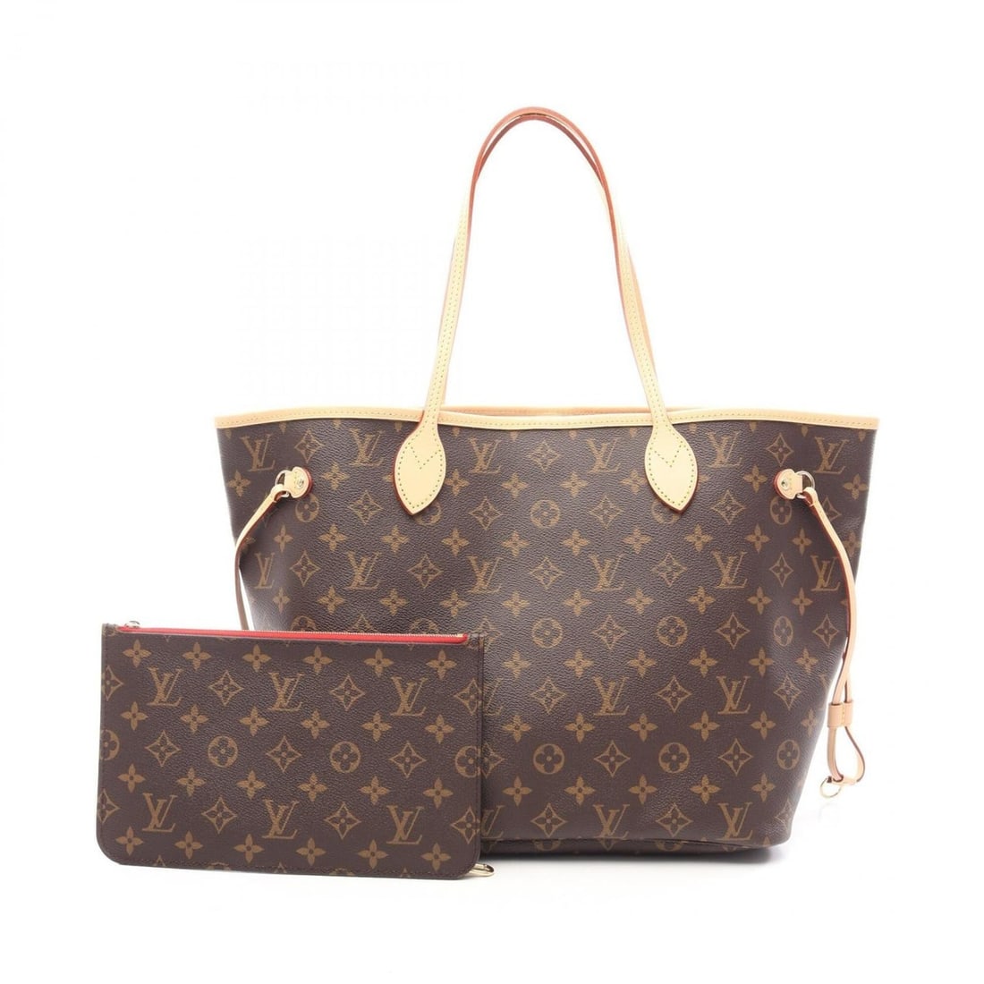 Louis Vuitton Neverfull MM Tote Bag/Handbag, Coated Canvas and Leather, Monogram Pattern, Women's,: --- Catalog ---Category: SizeSize (HxWxD): 29cm x 32cm x 16cm / 11.41'' x 12.59'' x 6.29''Category: DesignType: Handbag, Pouch, Tote bagColor: Brown, CeriseGender: WomenMaterial: Coated canvas , Leath