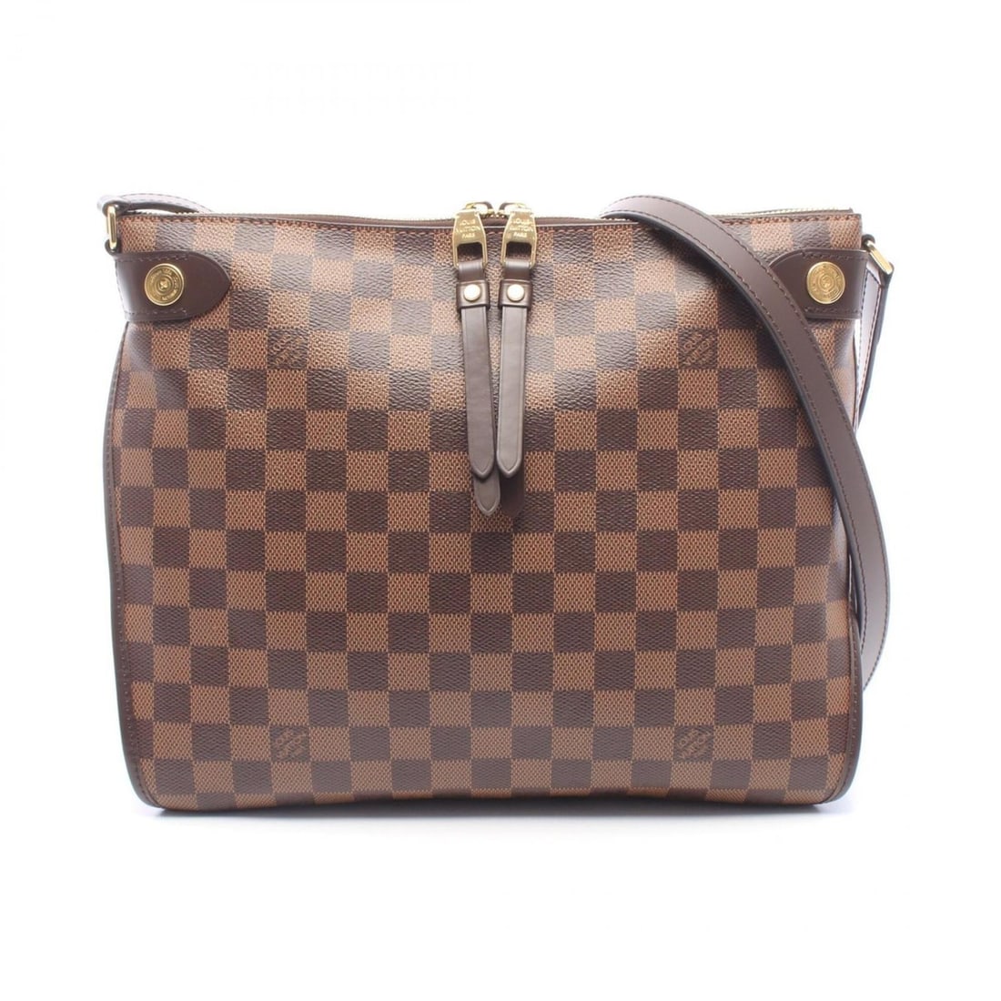 Louis Vuitton Duomo Shoulder Bag/Handbag, Coated Canvas and Leather, Damier Pattern, Women's, Brown,: --- Catalog ---Category: SizeSize (HxWxD): 25cm x 30cm x 13cm / 9.84'' x 11.81'' x 5.11''Category: DesignType: Handbag, Shoulder bagColor: Brown, EbeneGender: WomenMaterial: Coated canvas , Leather Ca