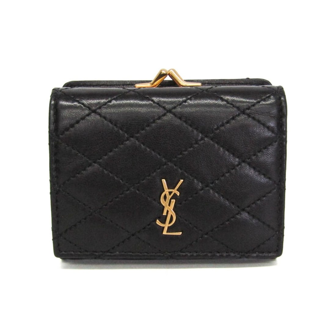 Yves Saint Laurent Gabby Compact Wallet 734494 Women's Lambskin Wallet (tri-fold) Black (1 of 14)