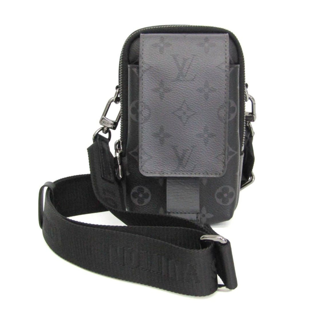 Louis Vuitton Monogram Eclipse Reverse Double Phone Pouch M81321 Men's Pouch,Shoulder Bag Black,Gray: --- Catalog ---Category: SizeSize (HxWxD): 18cm x 10cm x 5cm / 7.08'' x 3.93'' x 1.96''Strap Length: 85cm - 125cm / 33.46'' - 49.21''Category: DesignType: Pouch, Shoulder bagColor: Black, GrayGender: 