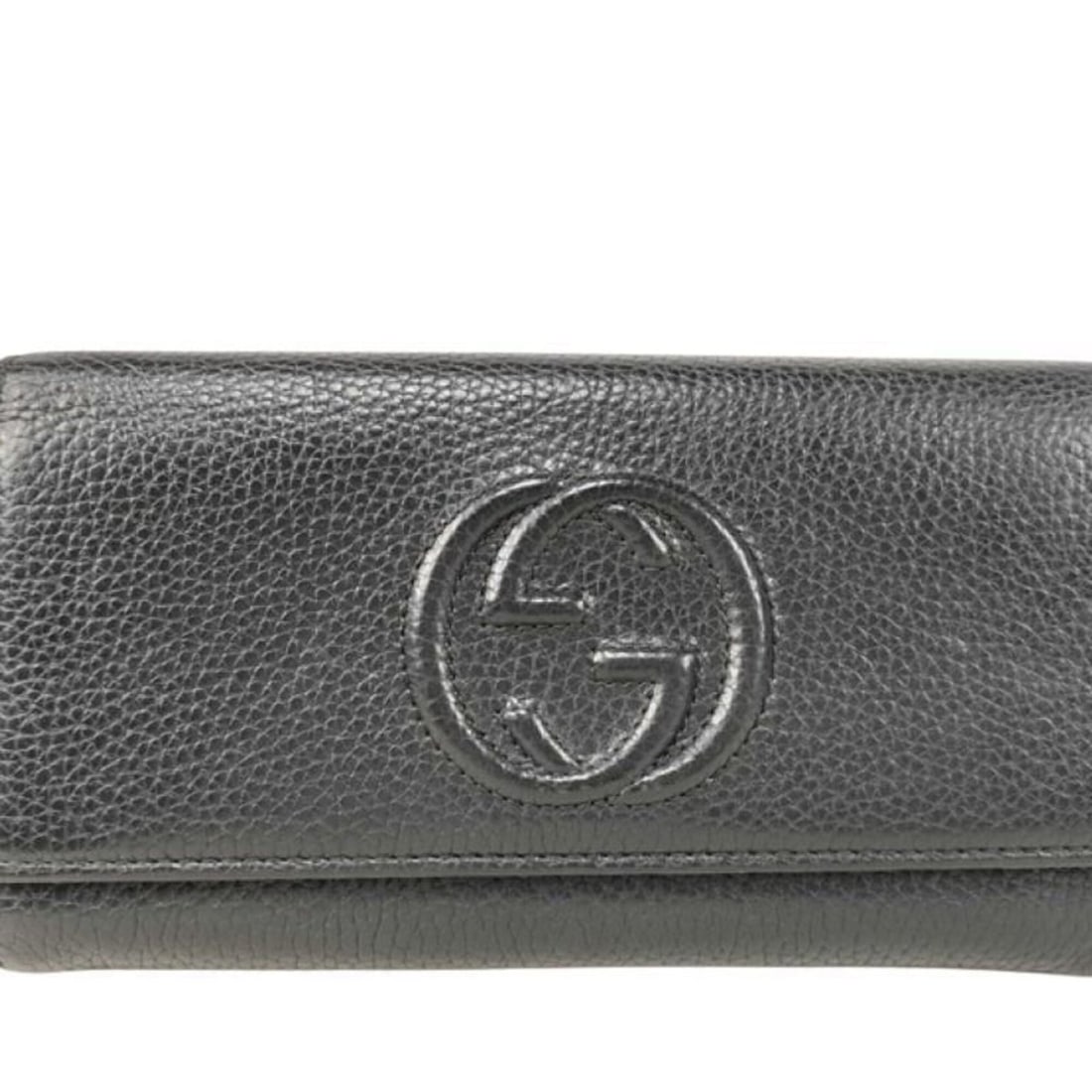 GUCCI Interlocking G Long Wallet 598206 Black Leather Men's and Women's Bi-fold (1 of 20)