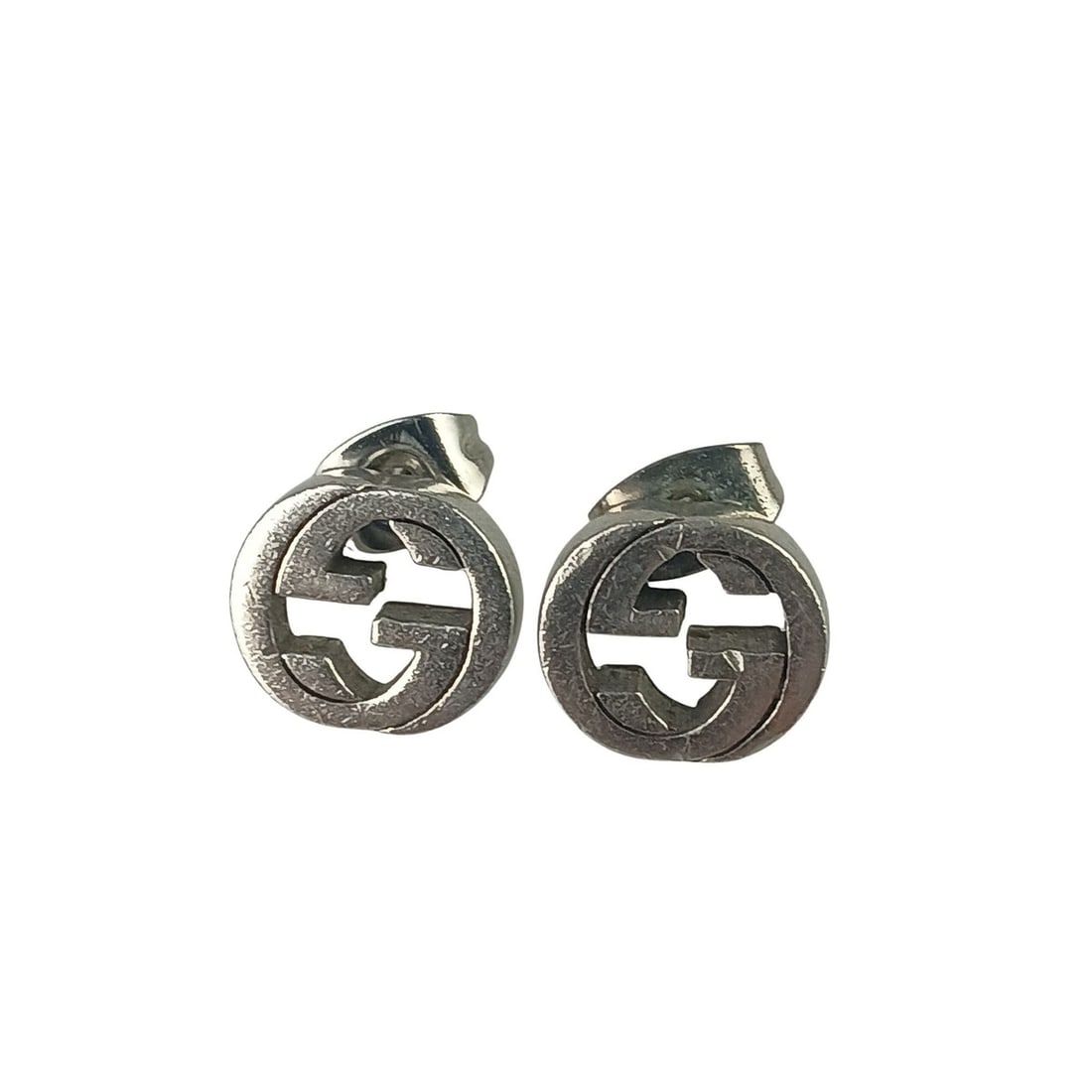 GUCCI Interlocking G Earrings, Silver, Ag925, Women's (1 of 12)