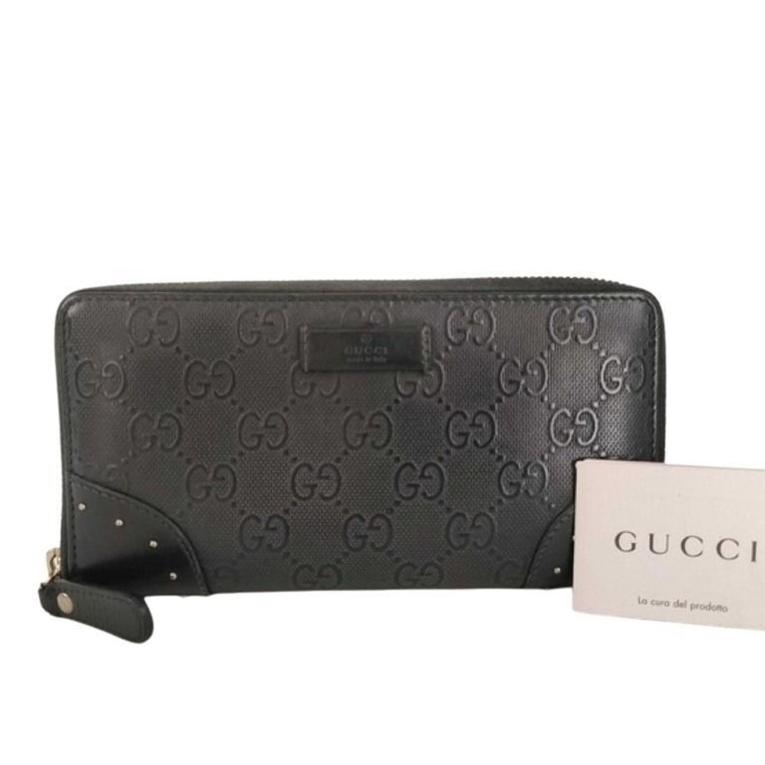 GUCCI Diamante 354487 Long Wallet, Black Leather, Men's, GG Pattern Embossed, Studded, Round: --- Catalog ---Category: SizeSize (HxWxD): 9.5cm x 19cm x 2.3cm / 3.74'' x 7.48'' x 0.9''Category: DesignType: Long wallet (bi-fold)Color: BlackGender: MenMaterial: PVC , Leather Category: GeneralMPN: