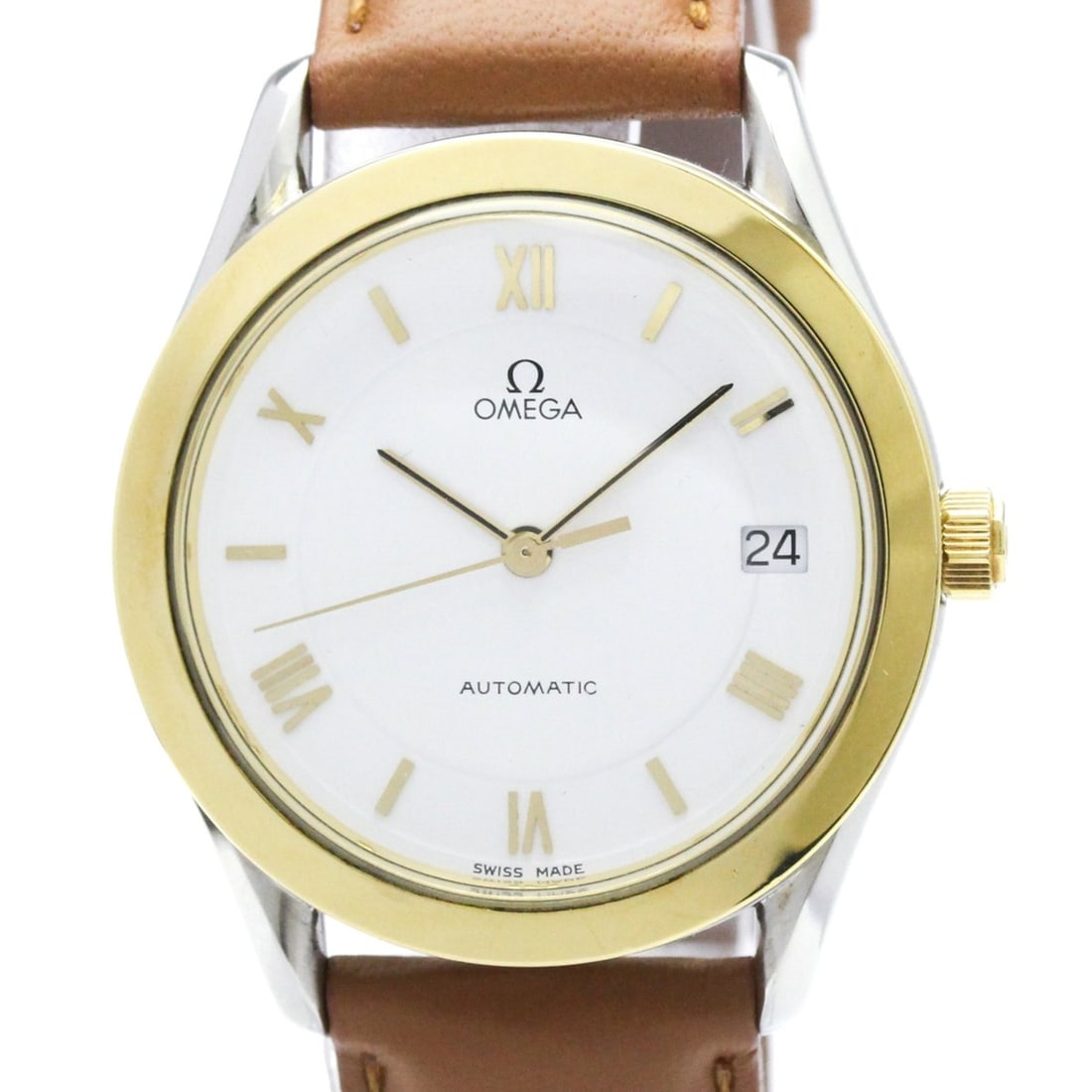 OMEGA Automatic 18K Gold Steel Automatic Mens Watch 166.0285 Polished: --- Catalog ---Category: SizeCase Diameter: 35mm / 1.38''Category: DesignType: WristwatchStyle: Dress/FormalGender: MenColor (Dial): WhiteMaterial (Band): LeatherMaterial (Case): Stainless steel, Yell