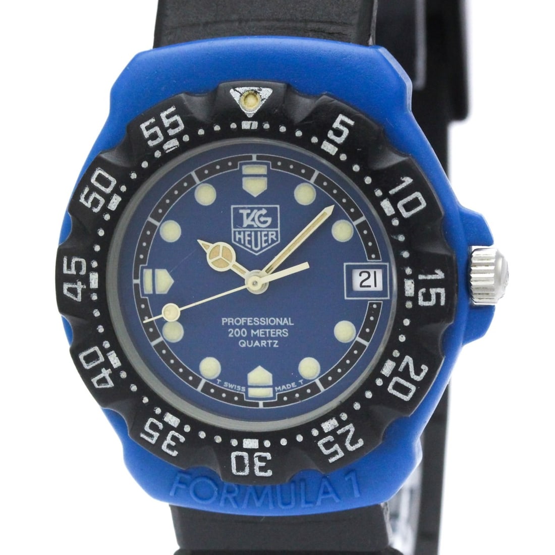 TAG HEUER Formula 1 Plastic Rubber Quartz Unisex Watch 381.513: --- Catalog ---Category: SizeCase Diameter: 34mm / 1.34''Category: DesignType: WristwatchStyle: SportGender: UnisexColor (Dial): BlueMaterial (Band): RubberMaterial (Case): Stainless steelCategory: Ge