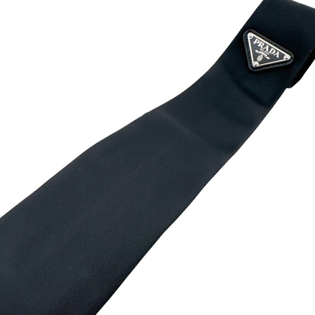 PRADA Re-Nylon Triangle Plate Tie, Black - 4